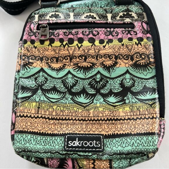 Sakroots Artist Circle Coated Canvas Peace Elephant Print Crossbody Bag Purse - Picture 4 of 16